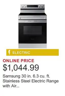 Costco Samsung 30 in. 6.3 cu. ft. Stainless Steel Electric Range with Air Fry and Built-in Wi-Fi offer