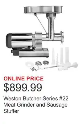 Costco Weston Butcher Series #22 Meat Grinder and Sausage Stuffer offer