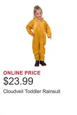 Costco Cloudveil Toddler Rainsuit offer