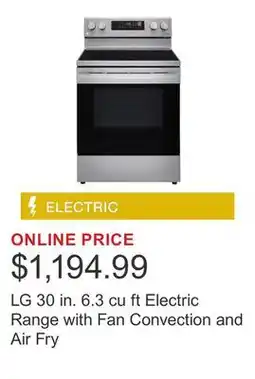 Costco LG 30 in. 6.3 cu ft Electric Range with Fan Convection and Air Fry offer