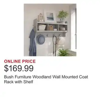 Costco Bush Furniture Woodland Wall Mounted Coat Rack with Shelf offer