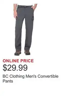 Costco BC Clothing Men's Convertible Pants offer