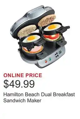 Costco Hamilton Beach Dual Breakfast Sandwich Maker offer