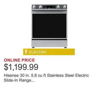 Costco Hisense 30 in. 5.8 cu ft Stainless Steel Electric Slide-In Range with Air Fry and True Convection offer