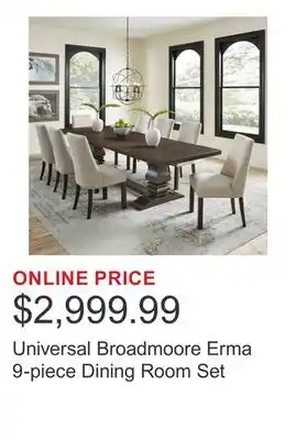 Costco Universal Broadmoore Erma 9-piece Dining Room Set offer