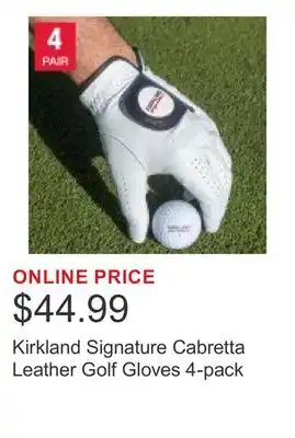 Costco Kirkland Signature Cabretta Leather Golf Gloves 4-pack offer