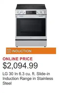 Costco LG 30 In 6.3 cu. ft. Slide-in Induction Range in Stainless Steel offer