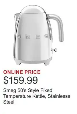 Costco Smeg 50's Style Fixed Temperature Kettle, Stainlesss Steel offer