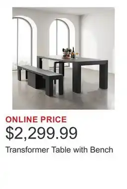 Costco Transformer Table with Bench offer