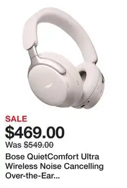 Newegg Bose QuietComfort Ultra Wireless Noise Cancelling Over-the-Ear Headphones - White Smoke offer