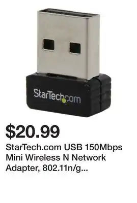 Newegg StarTech.com USB 150Mbps Mini Wireless N Network Adapter, 802.11n/g 1T1R offer