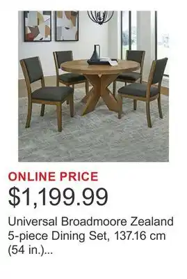 Costco Universal Broadmoore Zealand 5-piece Dining Set, 137.16 cm (54 in.) Diameter offer