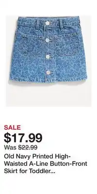 Old Navy Old Navy Printed High-Waisted A-Line Button-Front Skirt for Toddler Girls offer