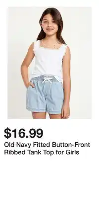 Old Navy Old Navy Fitted Button-Front Ribbed Tank Top for Girls offer