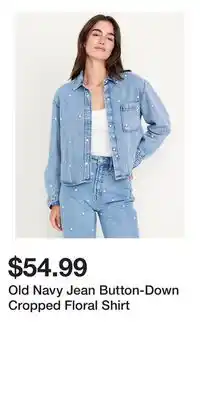 Old Navy Old Navy Jean Button-Down Cropped Floral Shirt offer