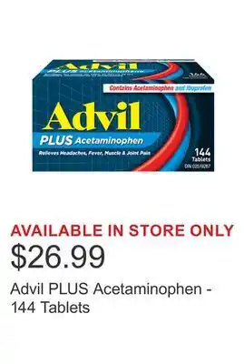 Costco Advil PLUS Acetaminophen - 144 Tablets offer