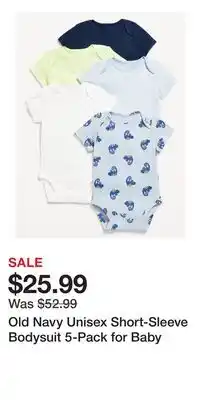 Old Navy Old Navy Unisex Short-Sleeve Bodysuit 5-Pack for Baby offer