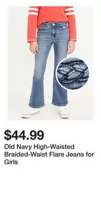 Old Navy Old Navy High-Waisted Braided-Waist Flare Jeans for Girls offer