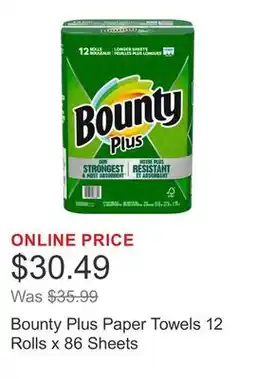 Costco Bounty Plus Paper Towels 12 Rolls x 86 Sheets offer