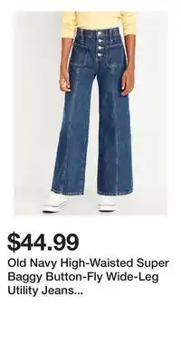 Old Navy Old Navy High-Waisted Super Baggy Button-Fly Wide-Leg Utility Jeans for Girls offer