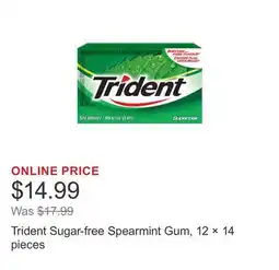 Costco Trident Sugar-free Spearmint Gum, 12 × 14 pieces offer