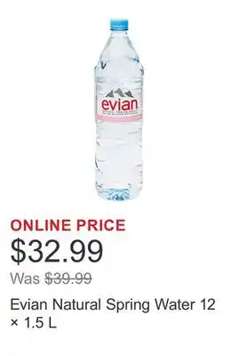 Costco Evian Natural Spring Water 12 × 1.5 L offer