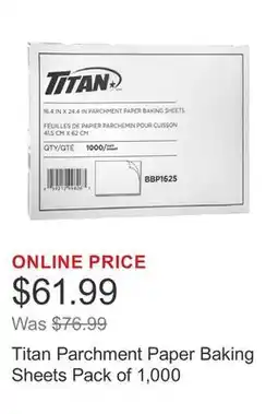 Costco Titan Parchment Paper Baking Sheets Pack of 1,000 offer