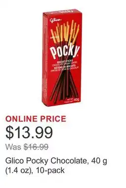 Costco Glico Pocky Chocolate, 40 g (1.4 oz), 10-pack offer