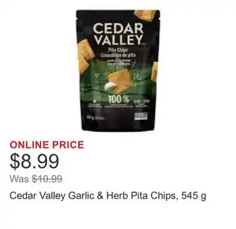 Costco Cedar Valley Garlic & Herb Pita Chips, 545 g offer