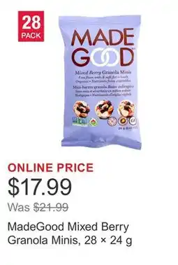 Costco MadeGood Mixed Berry Granola Minis, 28 × 24 g offer