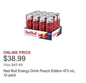 Costco Red Bull Energy Drink Peach Edition 473 mL, 12-pack offer