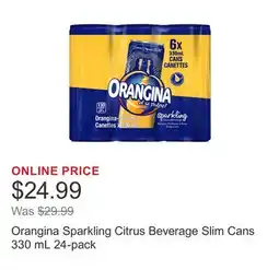 Costco Orangina Sparkling Citrus Beverage Slim Cans 330 mL 24-pack offer