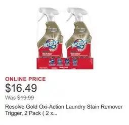 Costco Resolve Gold Oxi-Action Laundry Stain Remover Trigger, 2 Pack ( 2 x 550 mL) offer