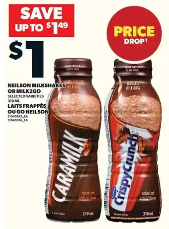 Loblaws Neilson milkshakes milkshakes or Milk2go offer