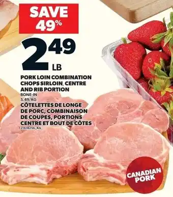 Loblaws Pork loin combination chops sirloin, centre and rib portion offer