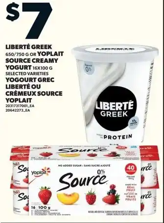 Loblaws Liberté greek or yoplait source creamy yogurt offer