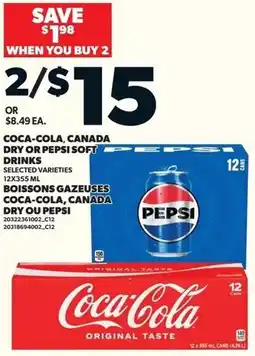 Loblaws Coca-Cola, Canada Dry or Pepsi Soft offer