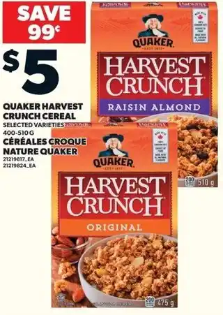 Loblaws Quaker harvest crunch cereal offer