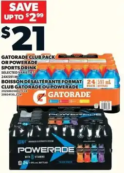 Loblaws Gatorade club pack or powerade sports drink offer