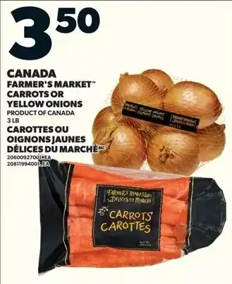 Loblaws Canada farmer's market carrots or yellow onions offer