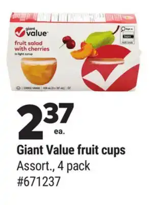 Giant Tiger Giant Value fruit cups offer