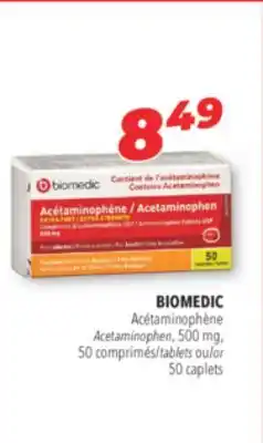 Familiprix BIOMEDIC Acetaminophen, 500 mg, tablets or 50 caplets offer