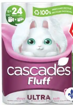 Familiprix POUR EXTRA CASCADES, Fluff,Bathroom tissue, 12 double rolls or jumbo offer