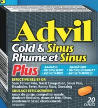 Familiprix ADVIL Cold and sinus or Cold and flu, 20 units offer