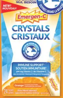 Familiprix Emergen-C Crystals Immune Support vitamin & mineral supplement orange fizzy powder sachets 24un offer