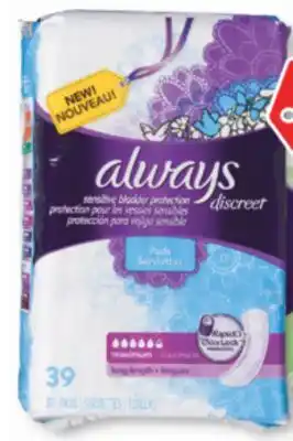 Familiprix ALWAYS Discreet, incontinence pads or underwears offer