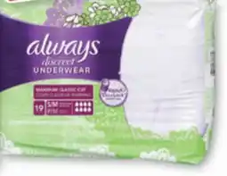 Familiprix ALWAYS Selected incontinence pads or underwears offer