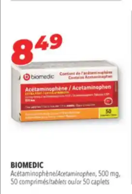 Familiprix BIOMEDIC Acetaminophen 500 mg or 50 caplets offer