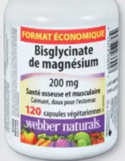 Familiprix Webber Naturals Magnesium Bisglycinate vegetarian capsules 120un offer