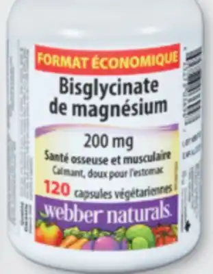 Familiprix Webber Naturals Magnesium Bisglycinate vegetarian capsules 120un offer